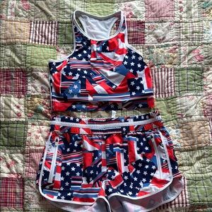 Fabletics Red, White and Blue Workout Set